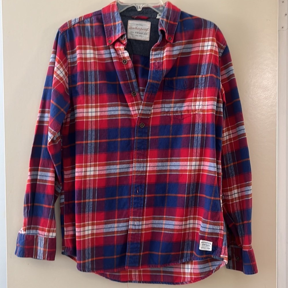 Vintage weatherproof button up plaid flannel